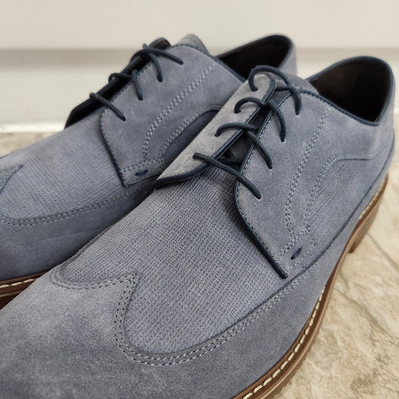 Saks Fifth Avenue Men's Gere Blue Suede Wingtip Oxford Shoes, Size: 13 - Picture 12 of 15
